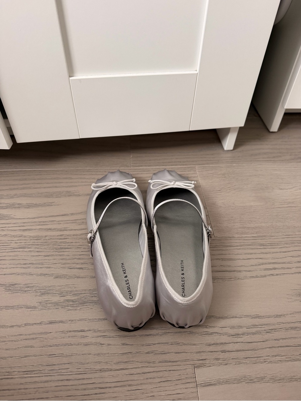 Charles & Keith Pale Silver Mary Jane Ballet Flats with Bow - Picture 3 of 7